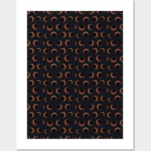 Black Cat and Rose Gold Crescent Moon Pattern Posters and Art